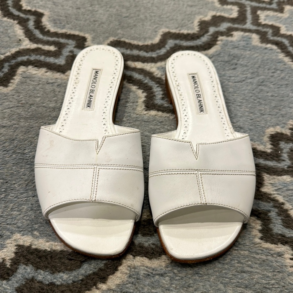 Manolo Blahnik white sandals